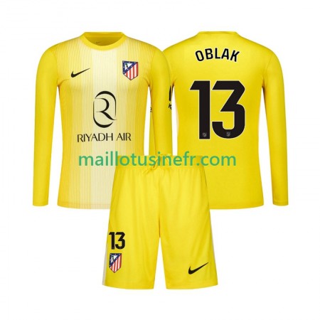 Maillot de Foot Atlético Madrid Jan Oblak 13 Gardien Domicile 2025-26 Manches Longues - Enfant